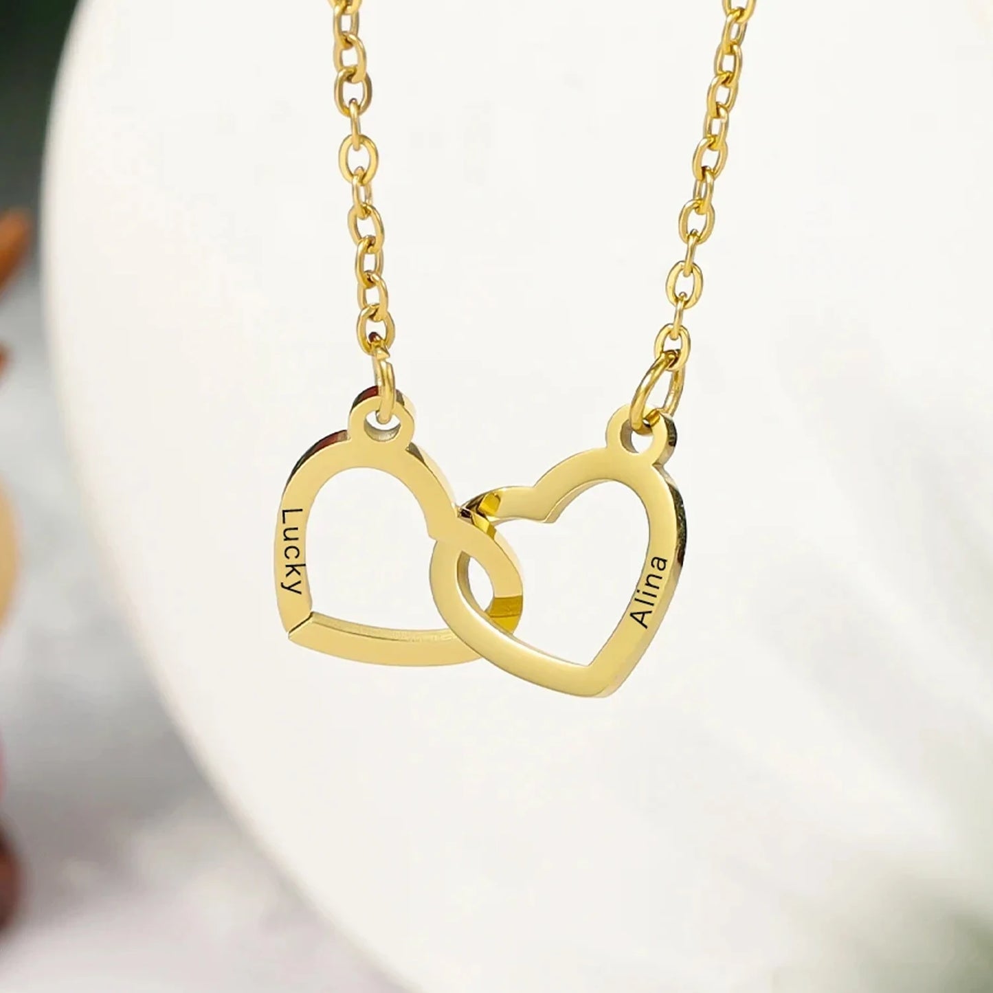 Double Heart Pendant Necklace