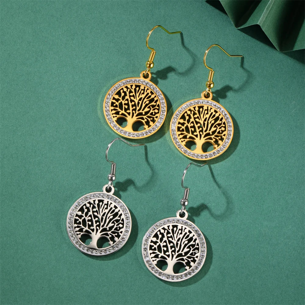 Earrings with zircon crystals “Tree of Life”